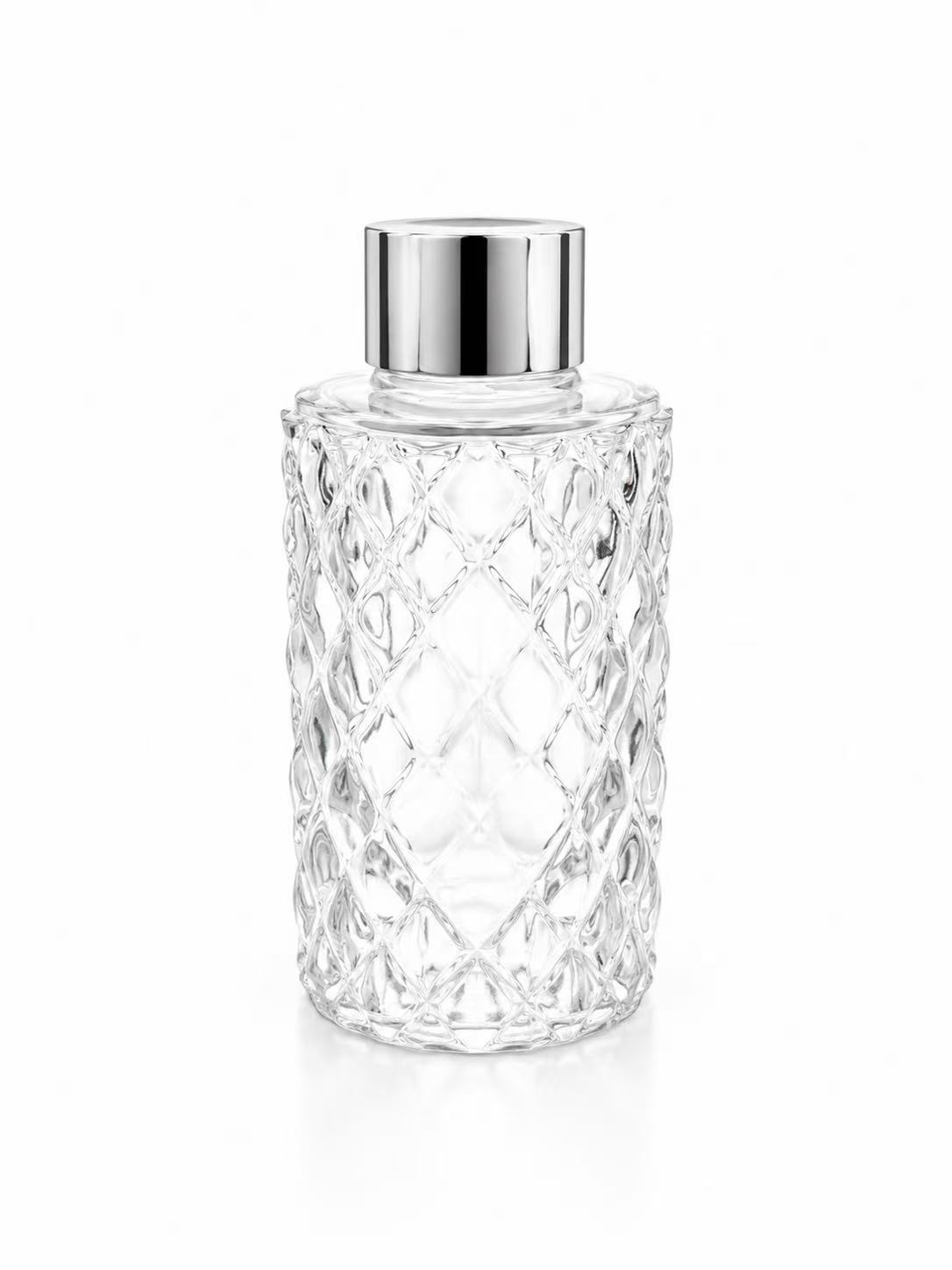 HJ-321 Elmas Desenli Yuvarlak Cam Kamış Difüzör Şişesi – 100 ml